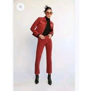 Daily Blue Manya Pants Womens Size 25 Straight Leg Stretch Velveteen Ruby